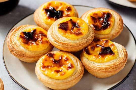 Pastéis de nata also known as Portuguese custard tarts are a popular pastry