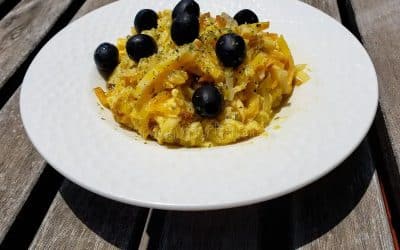 Bacalhau à Brás is a traditional Portuguese dish made with salted cod (bacalhau), thinly chopped (matchstick-sized) fried potatoes, scrambled