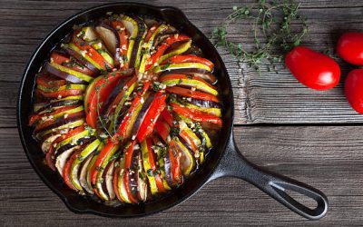 Ratatouille is a simple and rustic dish made with seasonal vegetables